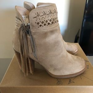 Tan Fringe Bootie